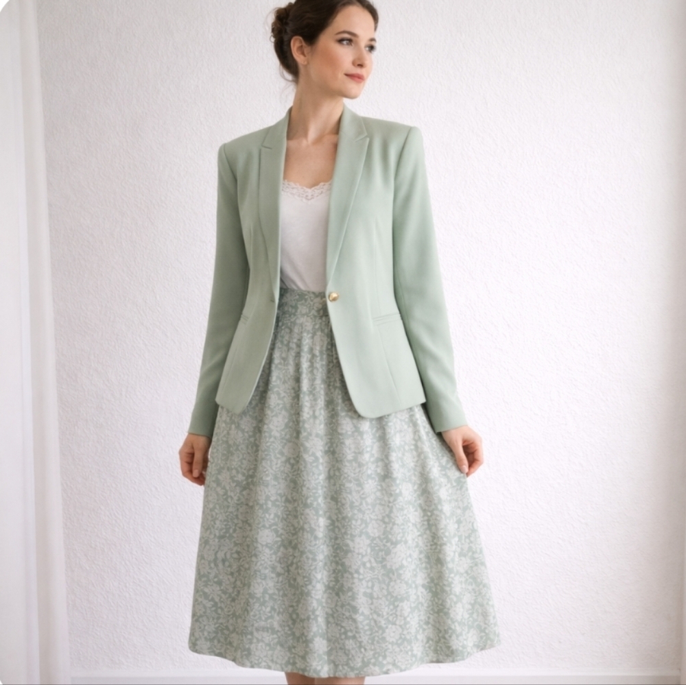 Lauren Jeffries | Vintage 90's Soft Sage Jacket Skirt Set